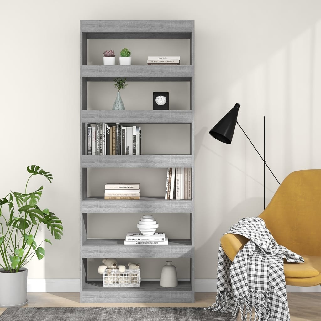 vidaXL Boekenkast/kamerscherm 80x30x198 cm spaanplaat grijs sonoma