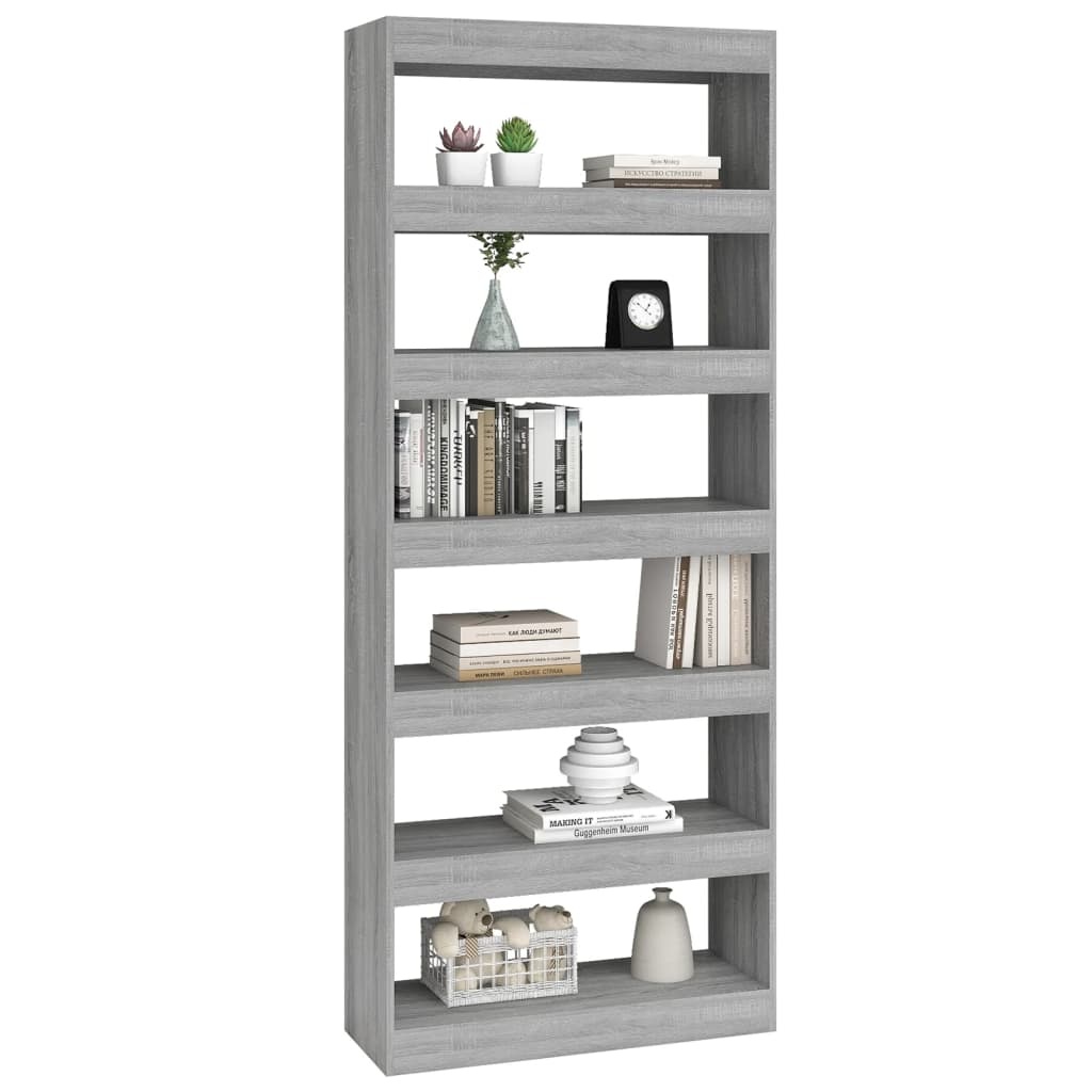 vidaXL Boekenkast/kamerscherm 80x30x198 cm spaanplaat grijs sonoma