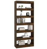 vidaXL Boekenkast/kamerscherm 80x30x198 cm spaanplaat gerookt eiken