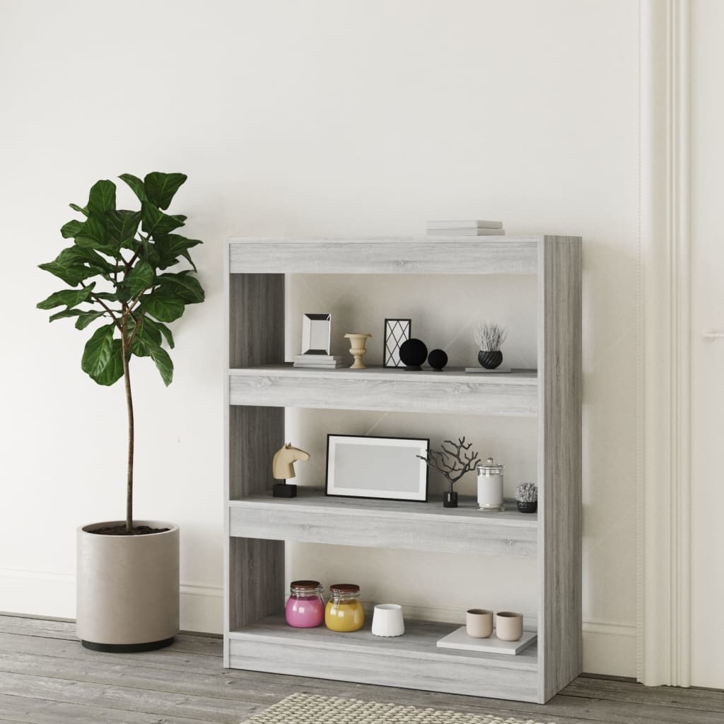 vidaXL Boekenkast/kamerscherm 80x30x103 cm bewerkt hout grijs sonoma