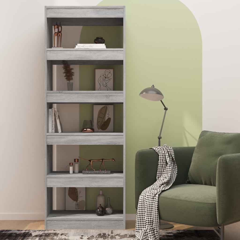 vidaXL Boekenkast/kamerscherm 60x30x166 cm spaanplaat grijs sonoma