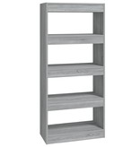 vidaXL Boekenkast/kamerscherm 60x30x135 cm bewerkt hout grijs sonoma