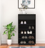 VidaXL Schoenenkast 60x34x105 cm massief grenenhout zwart