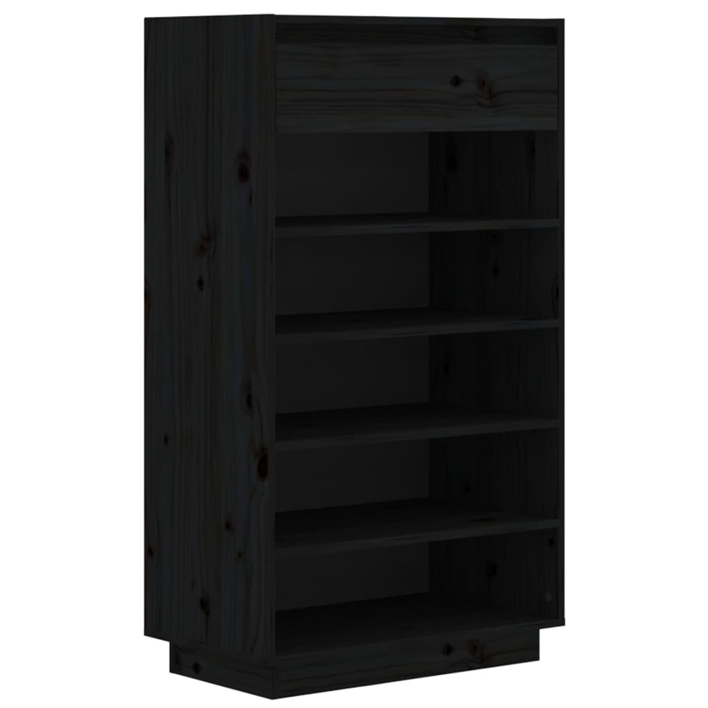 VidaXL Schoenenkast 60x34x105 cm massief grenenhout zwart