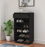 VidaXL Schoenenkast 60x34x105 cm massief grenenhout zwart