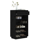 VidaXL Schoenenkast 60x34x105 cm massief grenenhout zwart