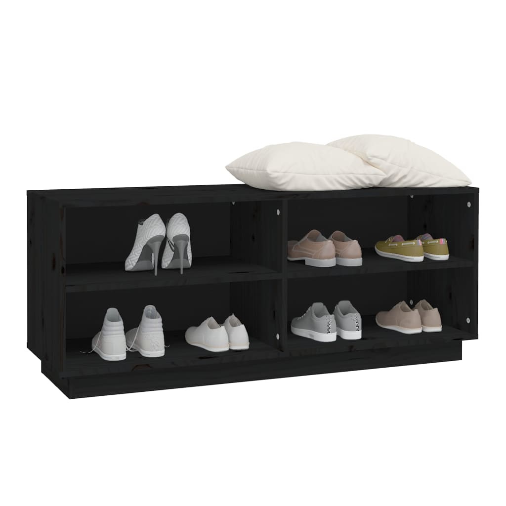 VidaXL Schoenenkast 110x34x45 cm massief grenenhout zwart