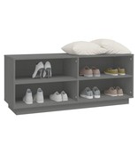 vidaXL Schoenenkast 110x34x45 cm massief grenenhout grijs