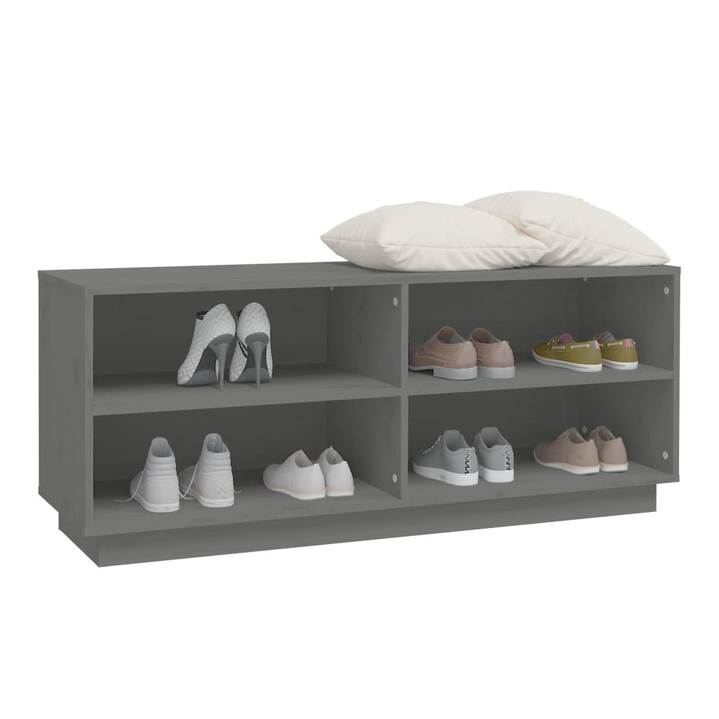 vidaXL Schoenenkast 110x34x45 cm massief grenenhout grijs