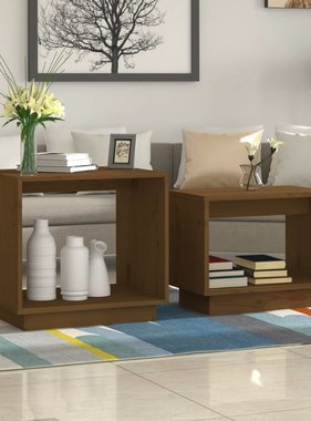 VidaXL 2-delige Salontafelset massief grenenhout honingbruin