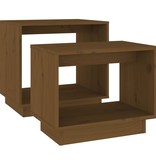 VidaXL 2-delige Salontafelset massief grenenhout honingbruin