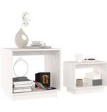VidaXL 2-delige Salontafelset massief grenenhout wit