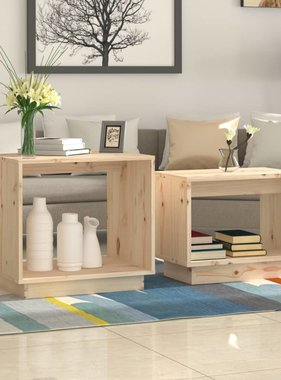 VidaXL 2-delige Salontafelset massief grenenhout