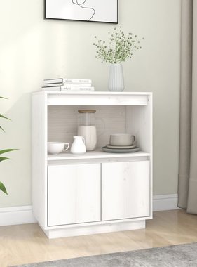 VidaXL Dressoir 60x34x75 cm massief grenenhout wit