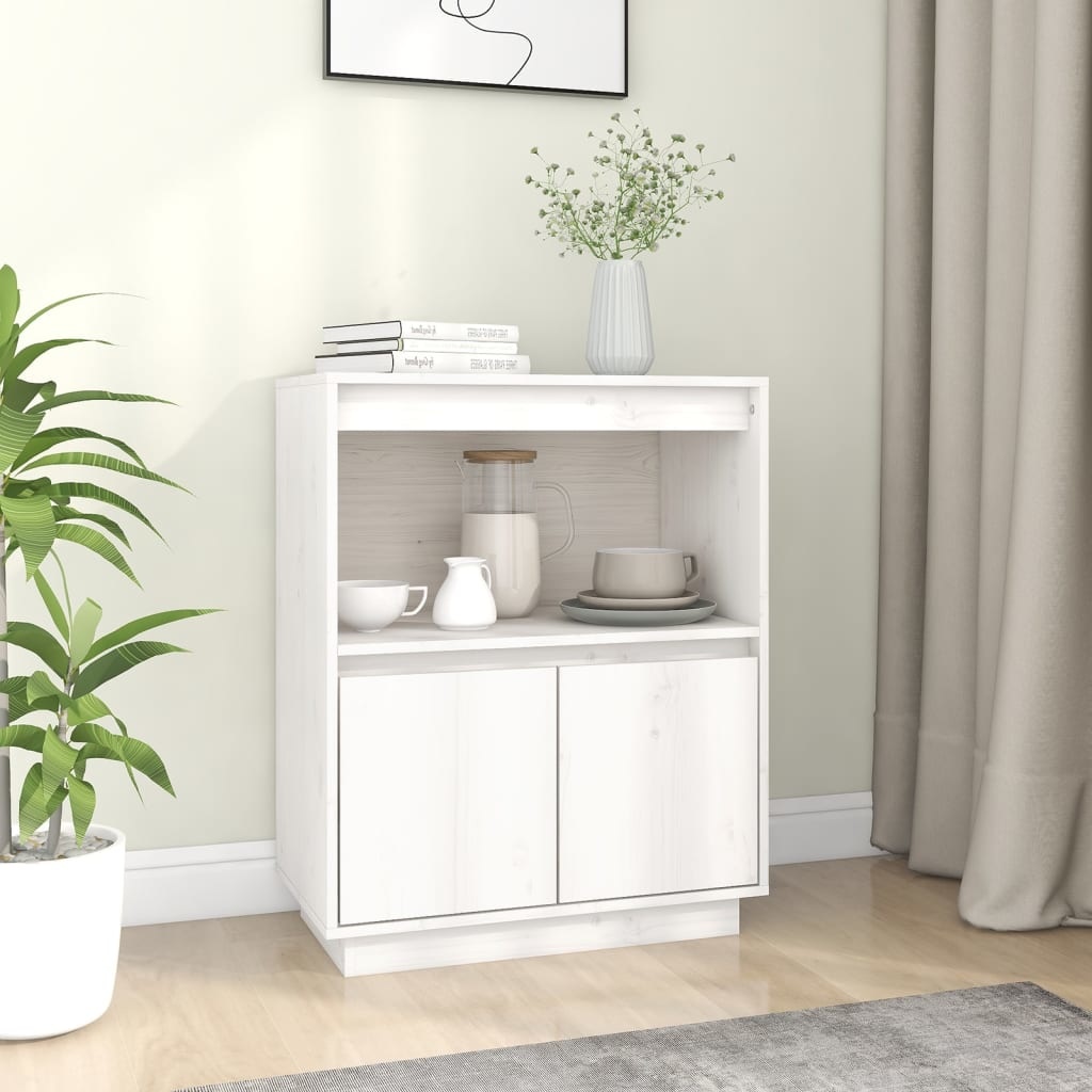 VidaXL Dressoir 60x34x75 cm massief grenenhout wit