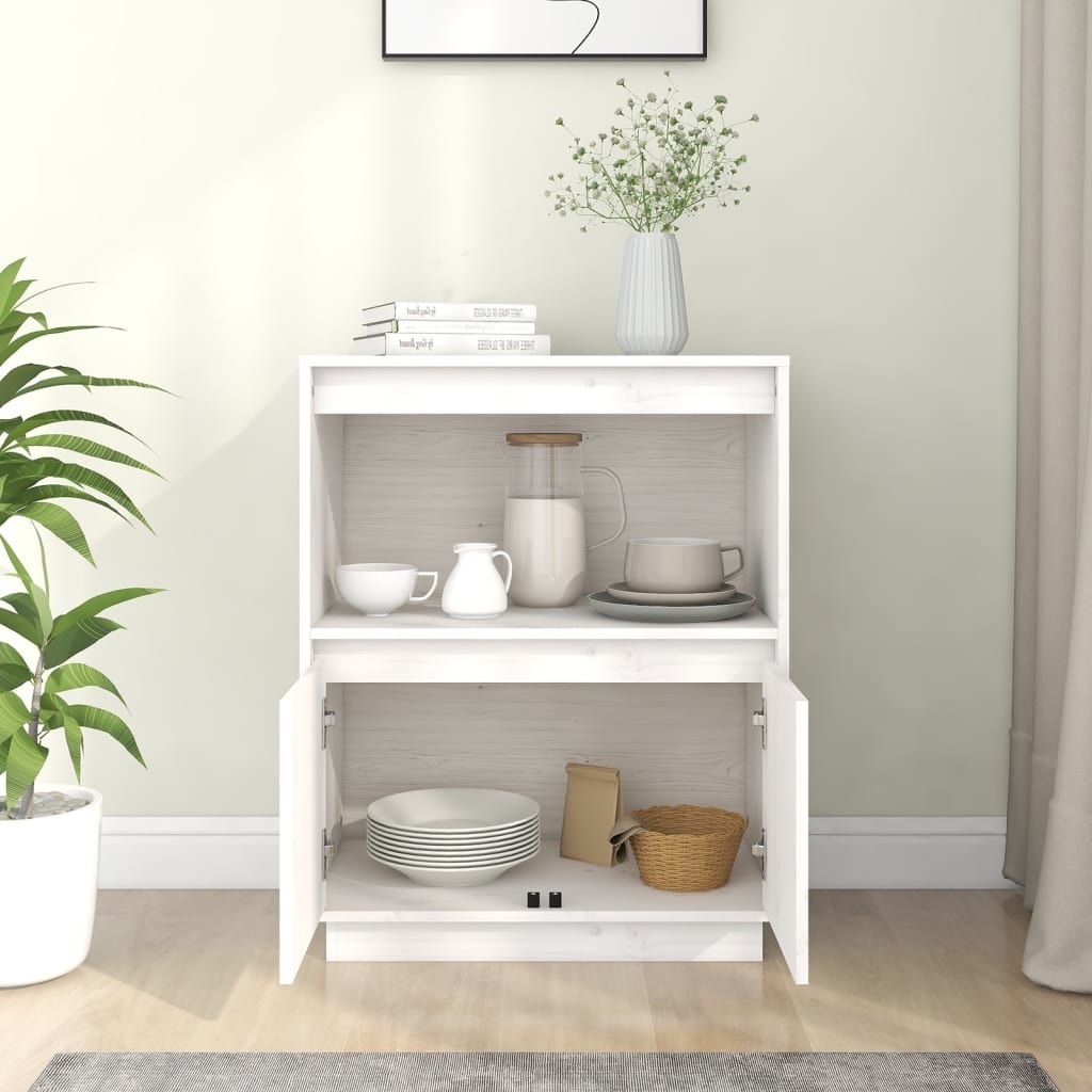 VidaXL Dressoir 60x34x75 cm massief grenenhout wit