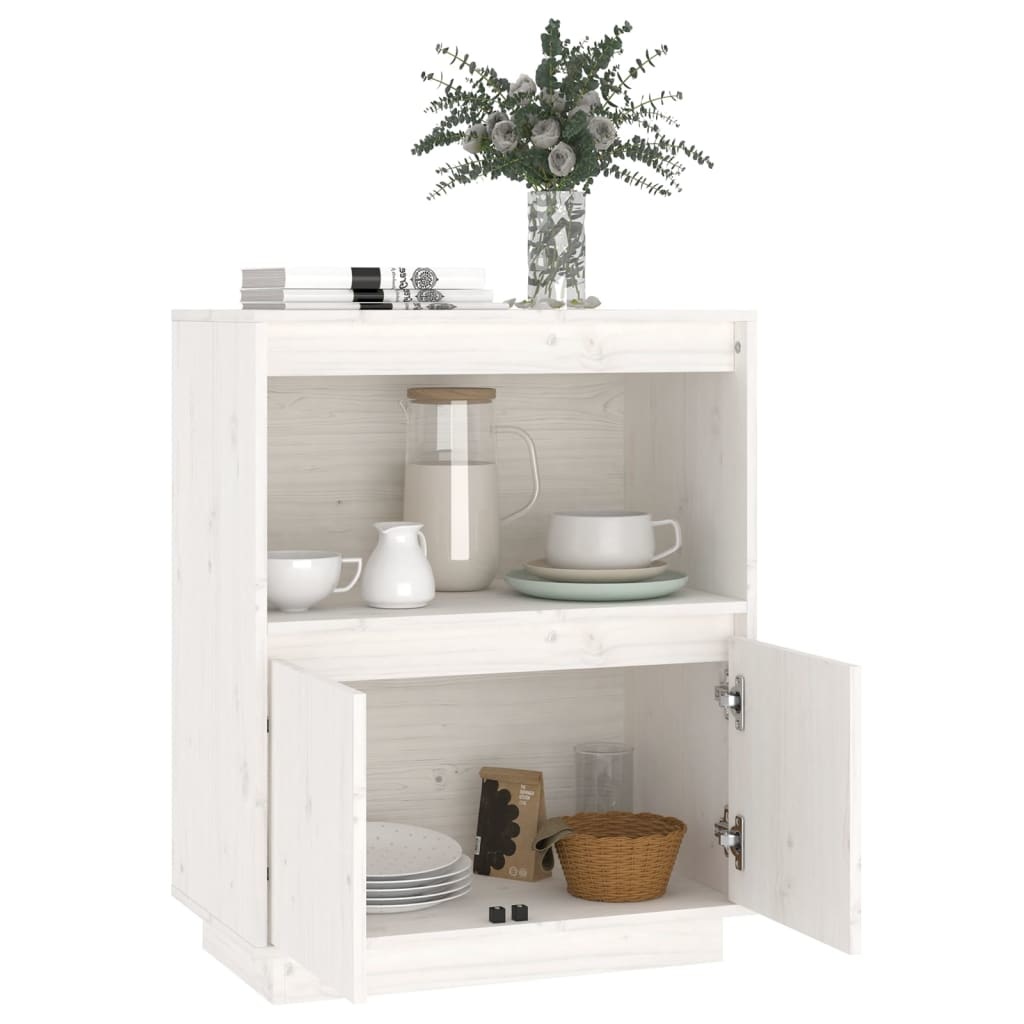 VidaXL Dressoir 60x34x75 cm massief grenenhout wit