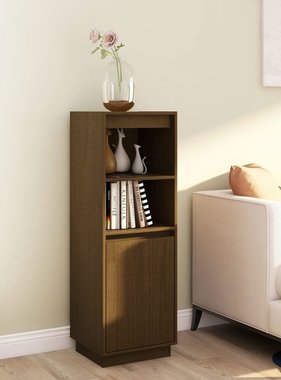 VidaXL Hoge kast 37x34x110 cm massief grenenhout honingbruin