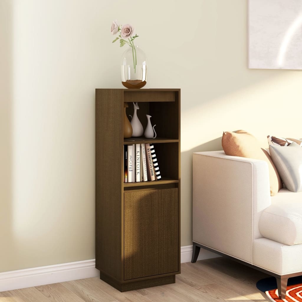 VidaXL Hoge kast 37x34x110 cm massief grenenhout honingbruin