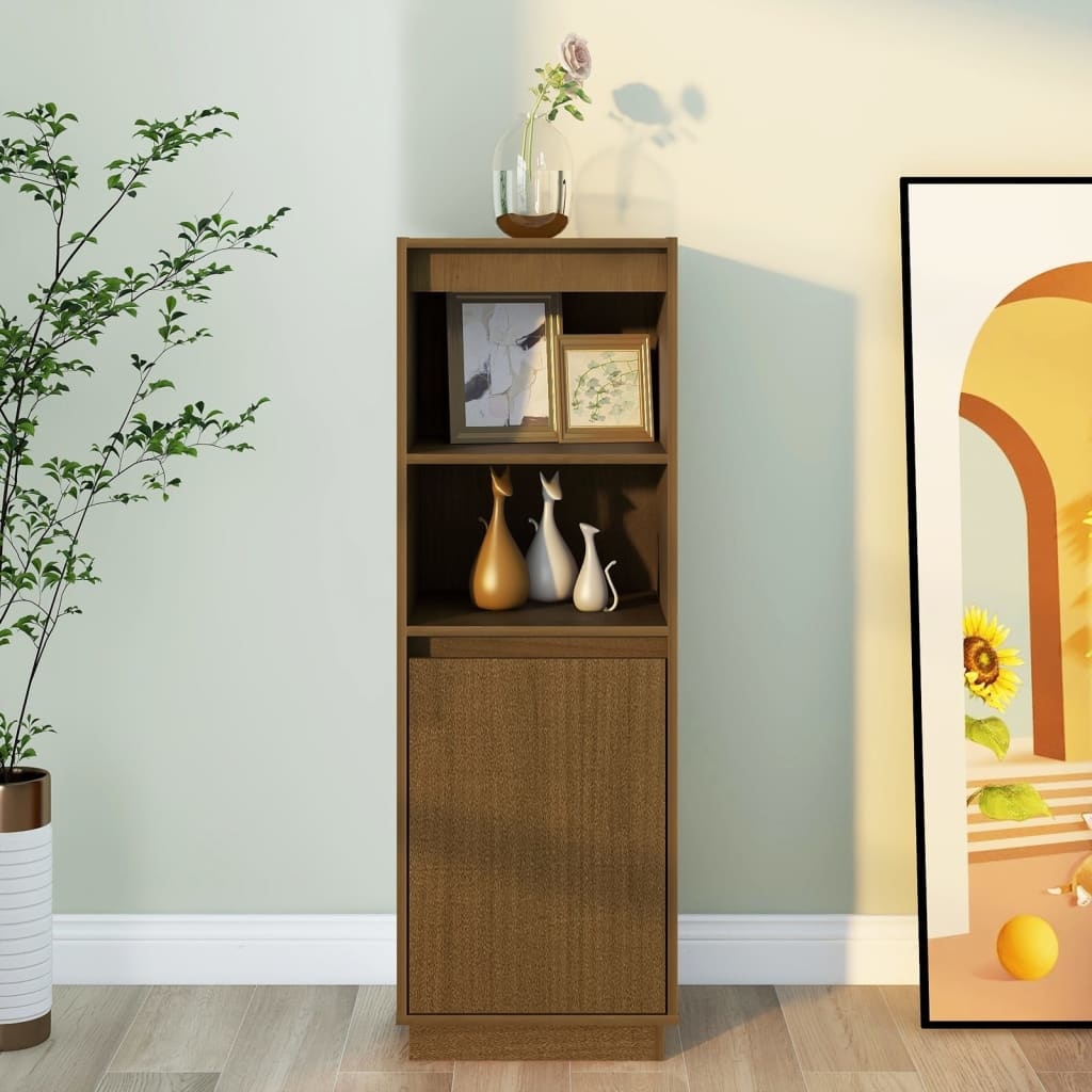VidaXL Hoge kast 37x34x110 cm massief grenenhout honingbruin