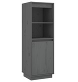 VidaXL Hoge kast 37x34x110 cm massief grenenhout grijs