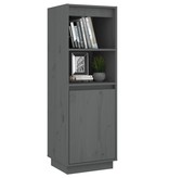 VidaXL Hoge kast 37x34x110 cm massief grenenhout grijs