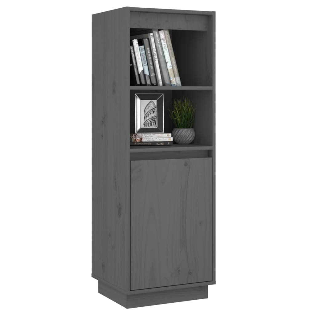 VidaXL Hoge kast 37x34x110 cm massief grenenhout grijs