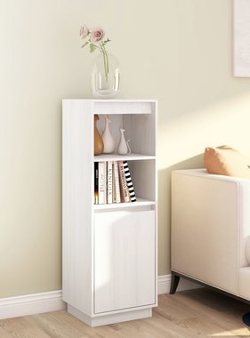 VidaXL Hoge kast 37x34x110 cm massief grenenhout wit