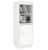 VidaXL Hoge kast 37x34x110 cm massief grenenhout wit