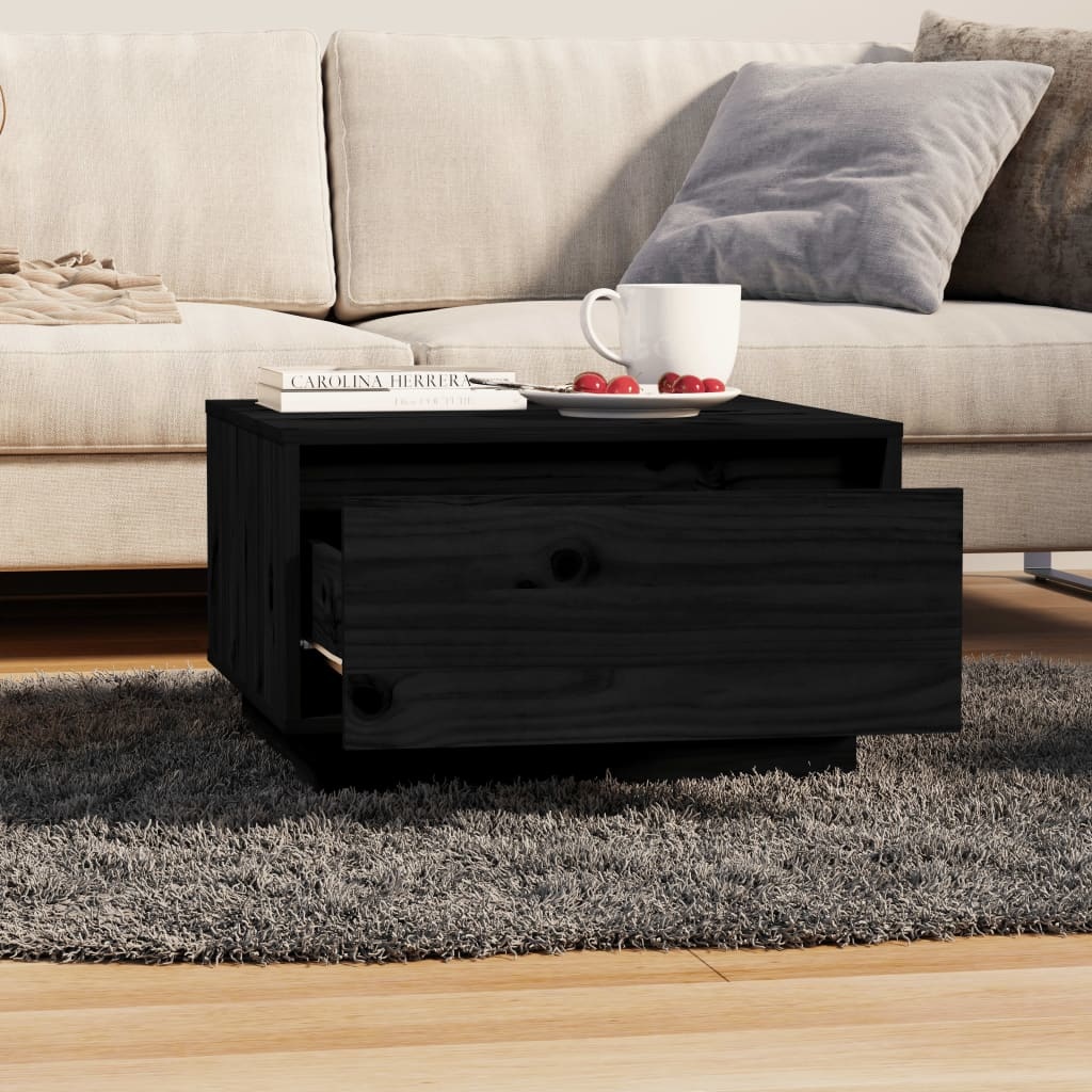 VidaXL Salontafel 55x56x32 cm massief grenenhout zwart