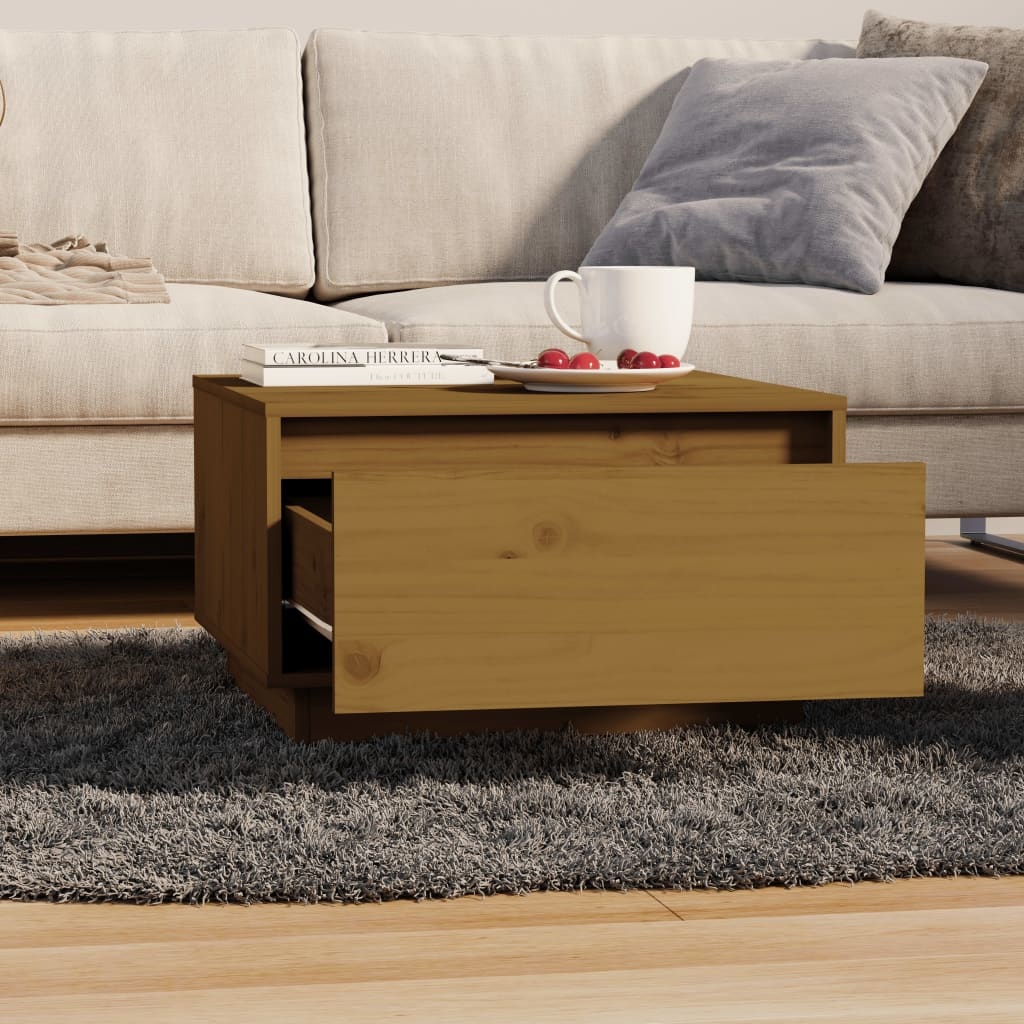 VidaXL Salontafel 55x56x32 cm massief grenenhout honingbruin