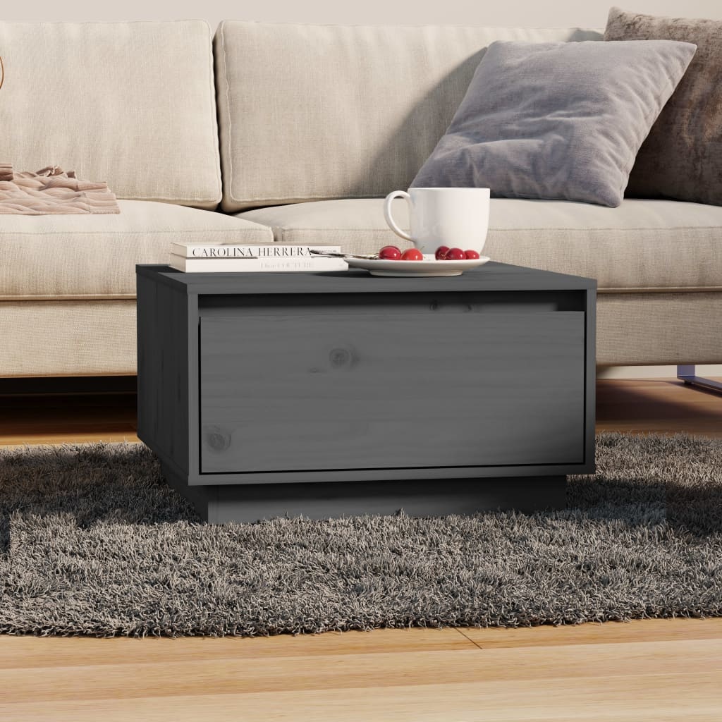 VidaXL Salontafel 55x56x32 cm massief grenenhout grijs