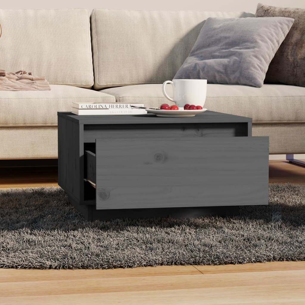 VidaXL Salontafel 55x56x32 cm massief grenenhout grijs