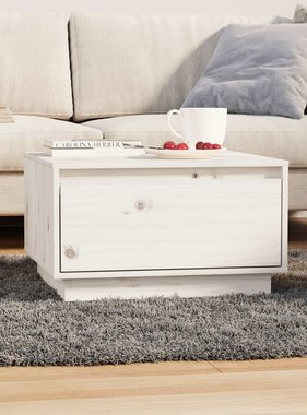 VidaXL Salontafel 55x56x32 cm massief grenenhout wit