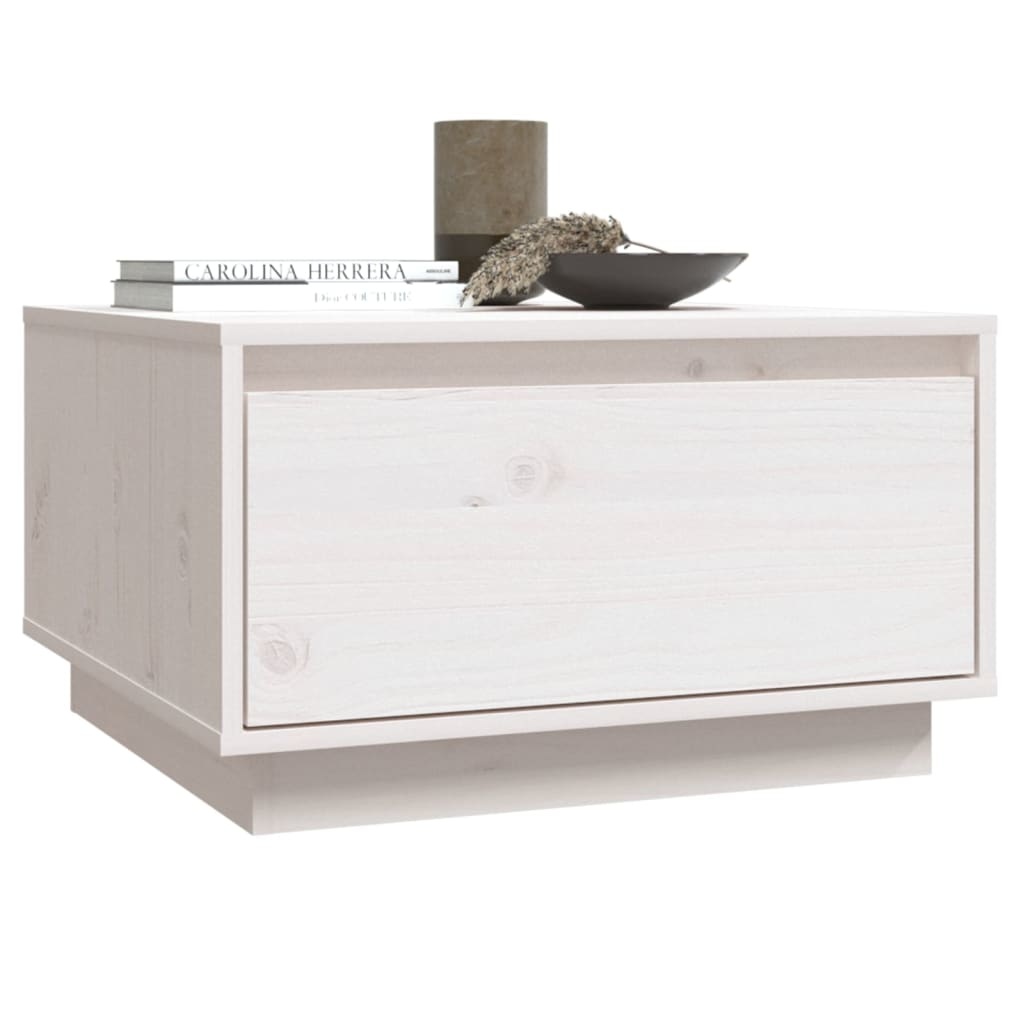 VidaXL Salontafel 55x56x32 cm massief grenenhout wit