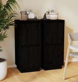 VidaXL Dressoirs 2 st 31,5x34x75 cm massief grenenhout zwart