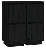 VidaXL Dressoirs 2 st 31,5x34x75 cm massief grenenhout zwart
