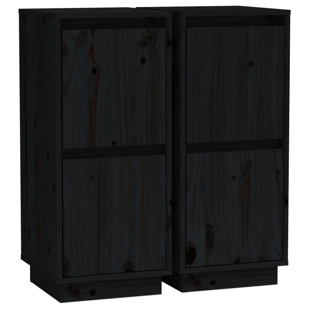 VidaXL Dressoirs 2 st 31,5x34x75 cm massief grenenhout zwart