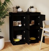 VidaXL Dressoirs 2 st 31,5x34x75 cm massief grenenhout zwart