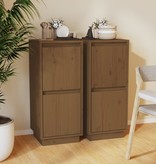 VidaXL Dressoirs 2 st 31,5x34x75 cm massief grenenhout honingbruin