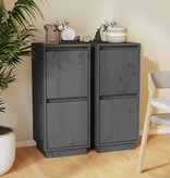 VidaXL Dressoirs 2 st 31,5x34x75 cm massief grenenhout grijs
