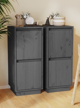 VidaXL Dressoirs 2 st 31,5x34x75 cm massief grenenhout grijs