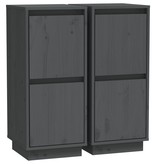 VidaXL Dressoirs 2 st 31,5x34x75 cm massief grenenhout grijs