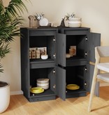 VidaXL Dressoirs 2 st 31,5x34x75 cm massief grenenhout grijs