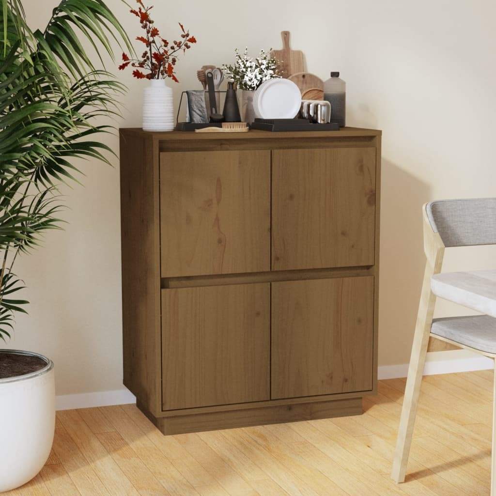 VidaXL Dressoir 60x34x75 cm massief grenenhout honingbruin