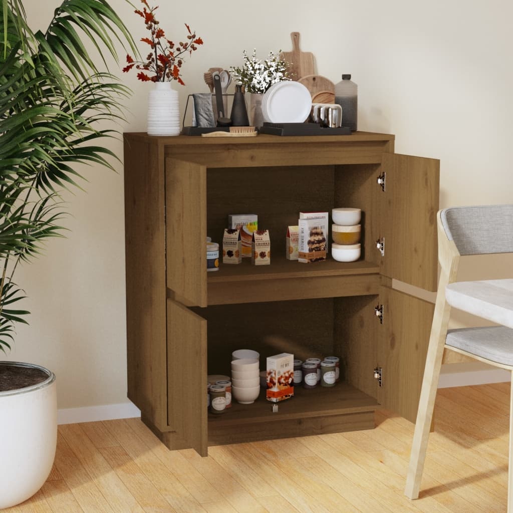VidaXL Dressoir 60x34x75 cm massief grenenhout honingbruin