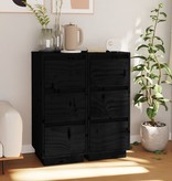 VidaXL Dressoirs 2 st 32x34x75 cm massief grenenhout zwart