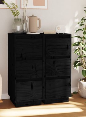 VidaXL Dressoirs 2 st 32x34x75 cm massief grenenhout zwart