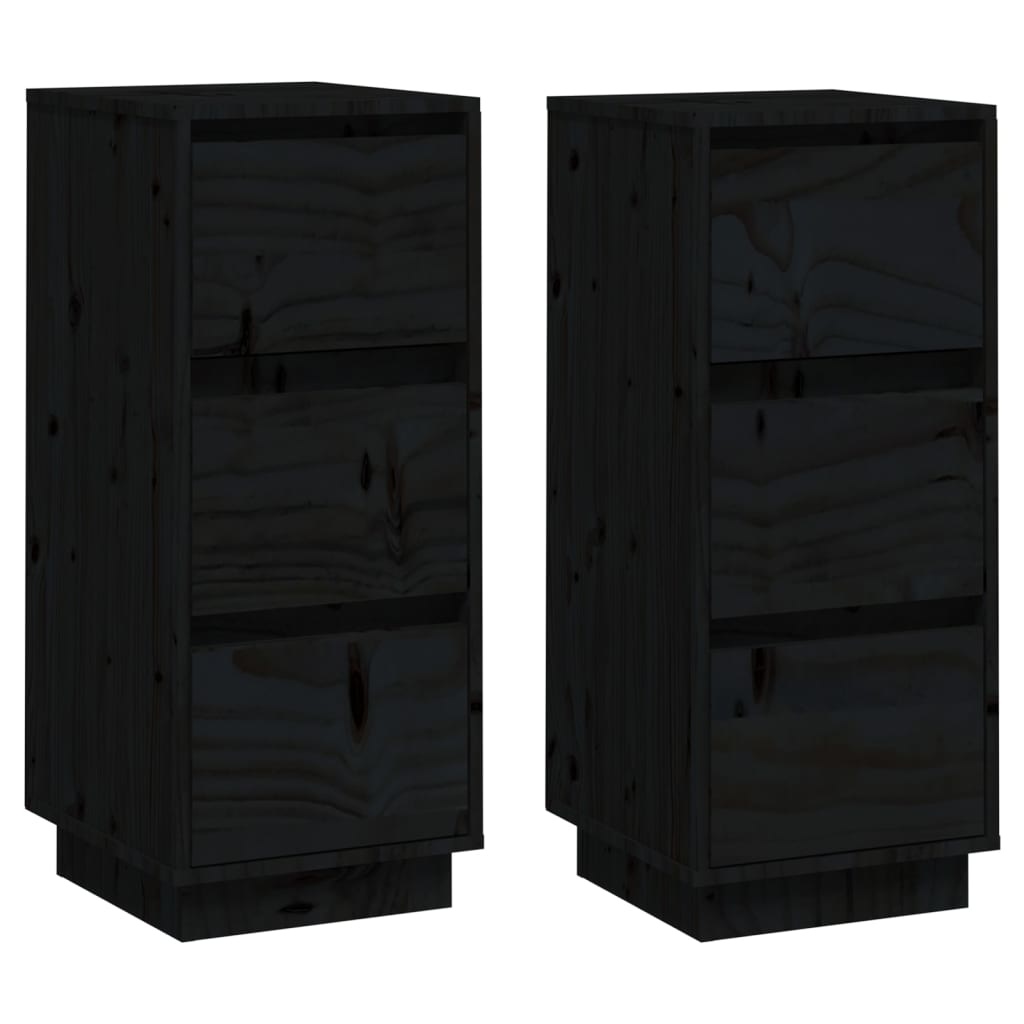 VidaXL Dressoirs 2 st 32x34x75 cm massief grenenhout zwart