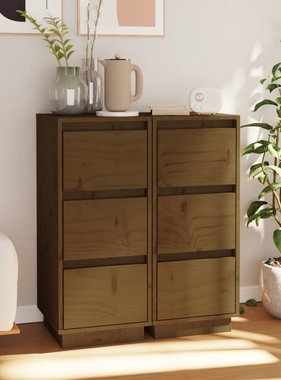 VidaXL Dressoirs 2 st 32x34x75 cm massief grenenhout honingbruin